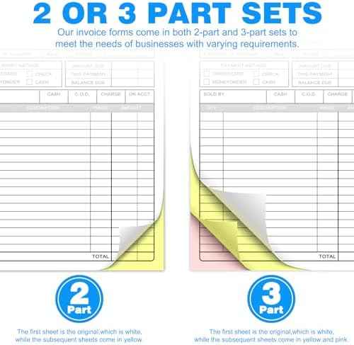 Custom Sales Invoice Personalized Carbonless NCR Forms with Company Name/Logo Personalized Invoice, Receipt Book, Work Sales Purchase Orders, Estimates, Quote Forms 5.5" x 8.5" - 2 Part(100 Sets)