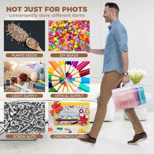 Colorful 5×7 Photo Storage Box With Handle