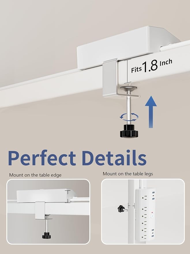 Desk Clamp Power Strip, 40W Fast Charging Station, Desktop Mount Surge Protect - Image 2