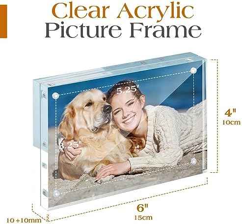 TWING 4x6 Acrylic Frame 3 Pack,20MM Thicker Frameless Clear Picture Frames