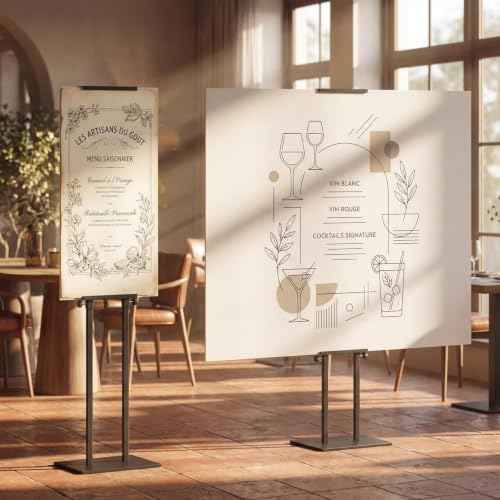 4 Pack Double-Sided Adjustable Poster Stand, 43"-83" adjustable Metal Sign Holder for Display, Freestanding Pedestal Sign Stand, for Restaurants, Parties, Cinemas and Outdoor, Black