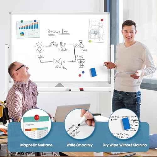 MaxGear Rolling Whiteboard, 48'' x 32'' Mobile White Board on Wheels
