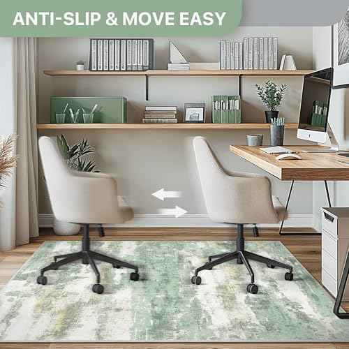 Office Chair Mat for Hardwood Tile Floor, Abstract 48"X 72" Desk Mats for Office Chair on Rolling Chairs Carpet, Desk Anti-Slip 1/5" Thick Rug for Computer Chair, Thin Low-Pile Floor Mat, Green