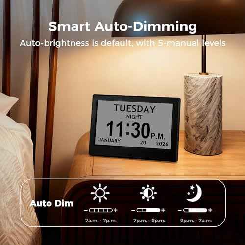 7'' Digital Clock, Dementia Clock for Seniors with Date Time, Large Display