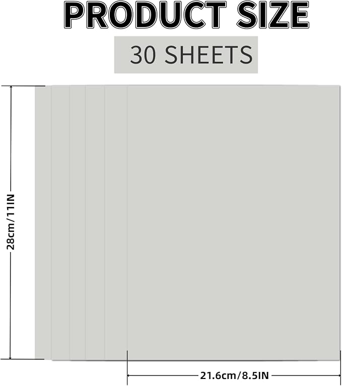 30 Sheets Grey Cardstock 8.5'' x 11'', 250gsm/90lb Heavyweight Cover Cardstock - Image 2