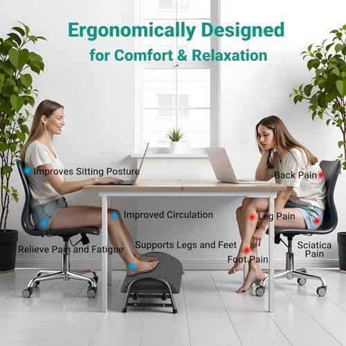 YEASHEIN Adjustable Foot Rest for Under Desk at Work, 6 Positions - Gray