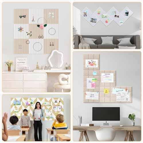 Smarpau Large Felt Bulletin Board 48"x36"- 12 Pack Self-Adhesive Pin Board Tiles with 35 Push Pins & 50 Removable Tabs, Cork Board Alternative for Office, Classroom, Home & Kitchen Decor-Grey