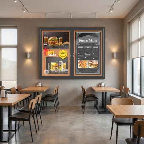 Weatherproof Enclosed Bulletin Board 44x32 Inch, Lockable Outdoor