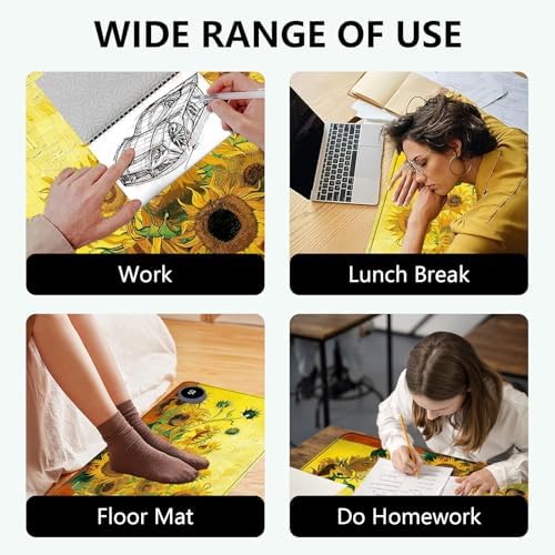 Heated Mouse Pad with 3 Levels Heated & 3 Hours Auto Shut-Off Mouse Pad for Warming Hands in Office Home, 31.5" x 13"Large Safe Desk Mat Hand Warmer，Sunflowers