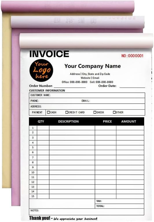 Personalized Invoice Book Custom 2 Part/3 Part Receipt Book Quote Estimate by BFHEFGSUU