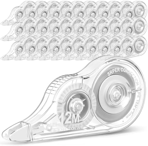 AmazingSpark 30 Pcs Correction Tape Bulk 39.4 ft White Bulk, Clear
