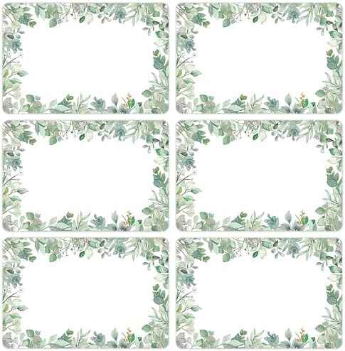 300 PCS Eucalyptus Name Tags Stickers, Self Adhesive Eucalyptus Theme Name Tag Labels Stickers for Back to School Classroom Office Cubby Locker Themed Party, 2x3 inch