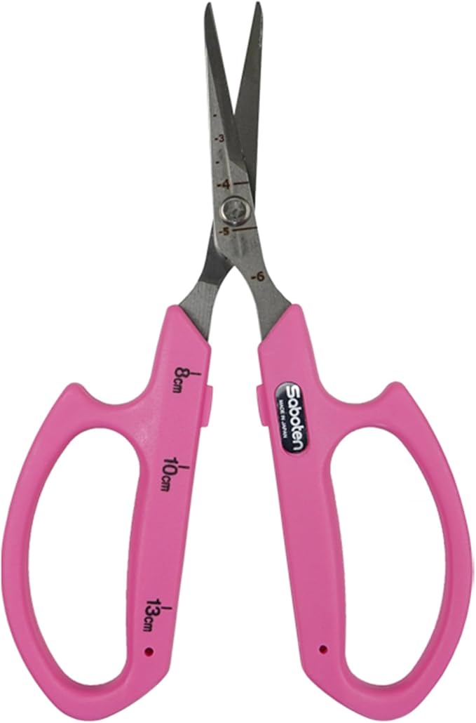 Saboten Stainless Steel Angled Blade Trimming Scissors Pink PT-13 160mm by DL+Wholesale