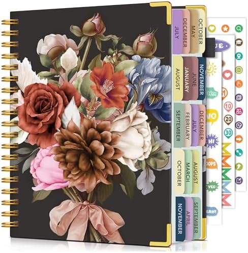 Academic Planner 2026-2027, 18 Months Weekly and Monthly Calendar Planner from July 2026 - December 2027, 7.3" x 10" B5 Large Hardcover Agenda Organizer Book with Tabs, Yearly Daily Planners for School Work Student Teacher, Vintage Bloom Arrangement
