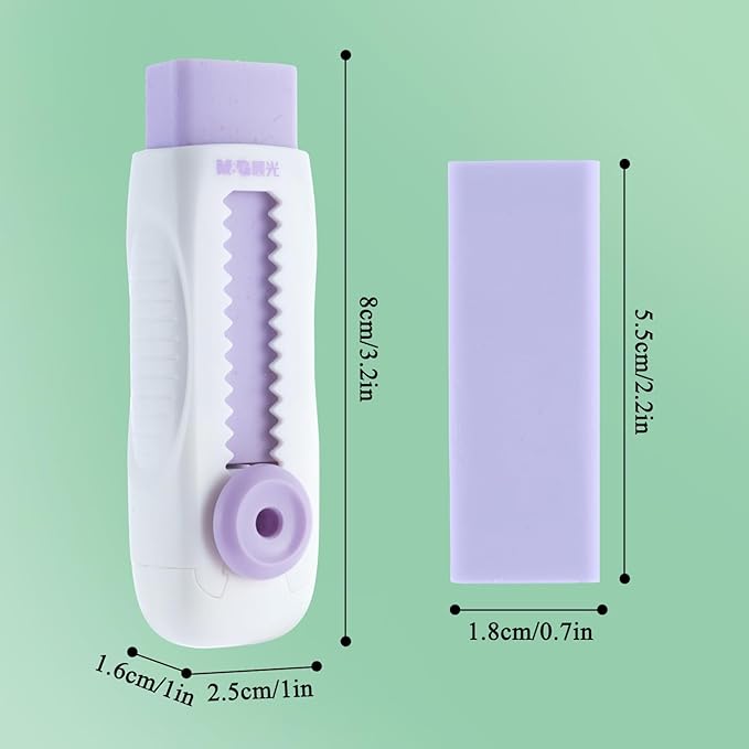 M&G 4+1 Pack Rubber Erasers Sliding Retractable Eraser, Soft Cute Erasers Push - Image 2