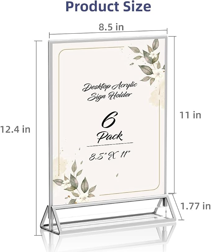 PPH-Sisy Clear Acrylic Sign Holder 8.5X11 - Image 2