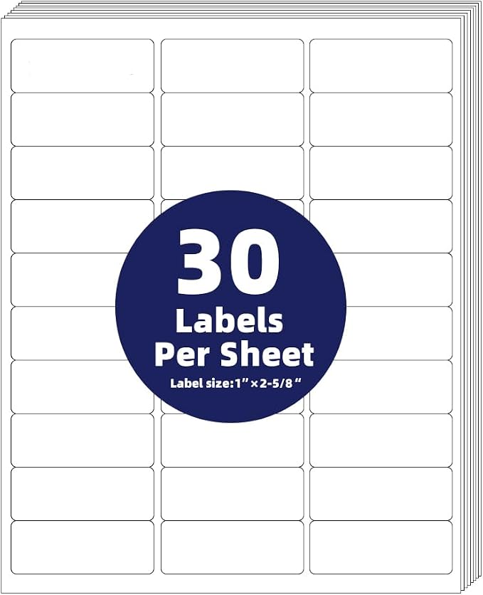 POLYSELLS 1" x2-5/8 Self Adhesive Address Labels, 30UP Blank Shipping Labels by POLYSELLS