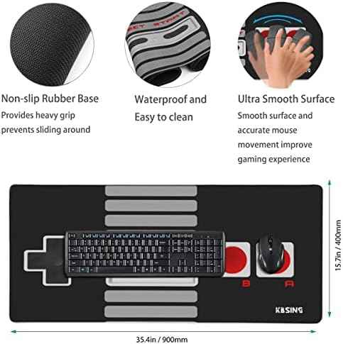 Gaming Mouse Pad - Extended Keyboard Mouse Pad Mat, Large PC Laptop Game Mouse Mat Huge Desk Pad with Stitched Edges, Anti-Slip Rubber Base Mousepad, 35.5"x15.4"x0.1" (MPX-02)