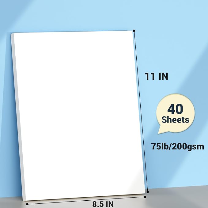 Cardstock 8.5 x 11, Thick Printer Paper 75 lb/200 gsm, 40 Sheets Card Stock - Image 2