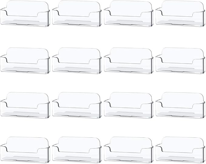 Qizpcer 16 Pack Clear Desktop Business Card Holder Display, Plastic Business by Qizpcer