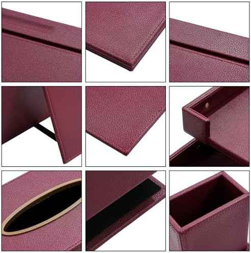 Leather Desk Set,13-Piece Desk Organizer Set, Executive Office Accessories with Desk Pad & Blotter, 2-Tier Tray, Pen Holder & More, Professional Office Desk Decor & Gift Set (Burgundy)