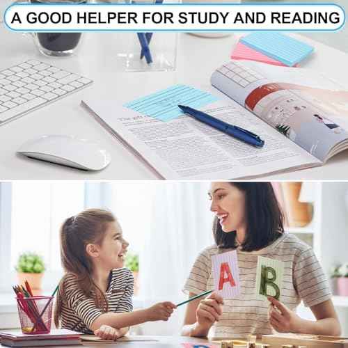Utron 248 Sheets Colored Index Cards 3x5, Double-Sided Blank Notes Flash Cards for Studying, Note Cards 3x5 Lined, Flashcards for Studying, Index Notecards for Office