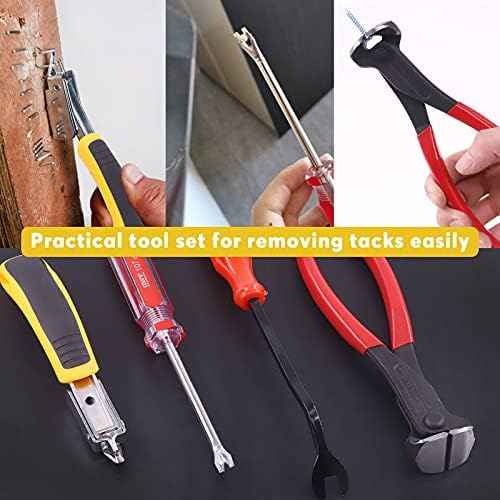 4Pcs Nail Puller and Staple Remover Tool Set, 7" End Cutting Pliers, Staple Puller, Tack Lifter, Fastener Remover, for Furniture Floor Wall Car Photo Frame