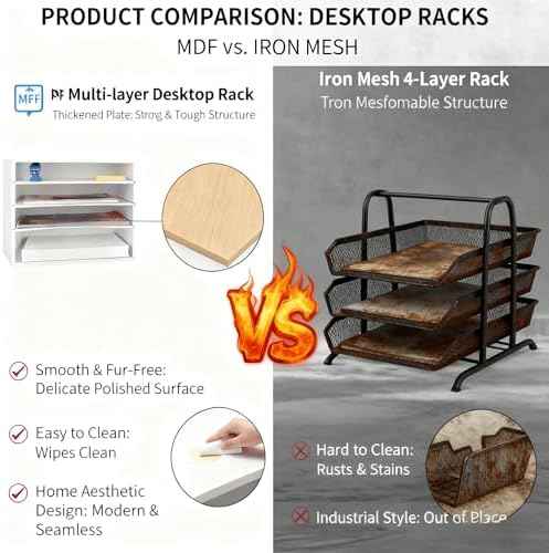 EMERIT Paper Organzier Wood Desktop Organizer Storage Letter Tray File Sorter with Adjustable Shelves for Home Office