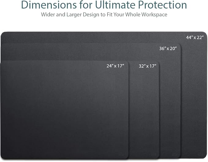 Leather Desk Pad 36" x 20", Vine Creations Office Desk Mat Waterproof Black - Image 2