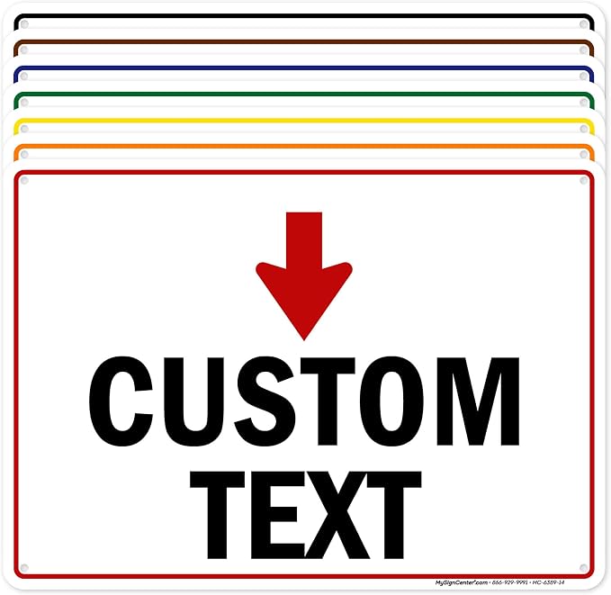 Custom Arrow, Custom Directional Sign, Down Arrow, 10x14 Inches, 55 mil thick by MySignCenter