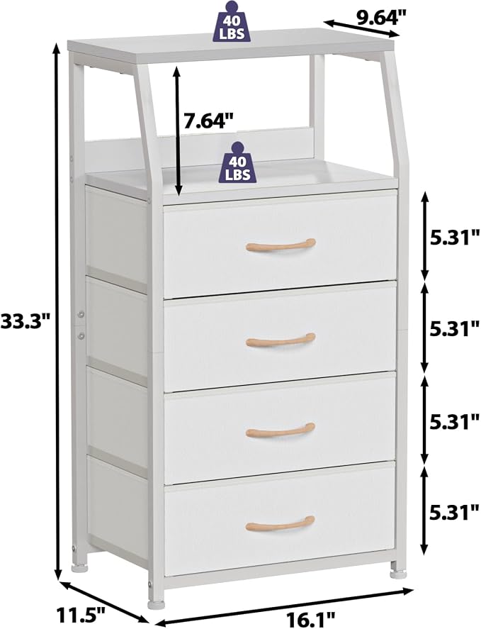 Furnulem Tall 4 Drawers Dresser, Vertical Storage Tower - Image 3