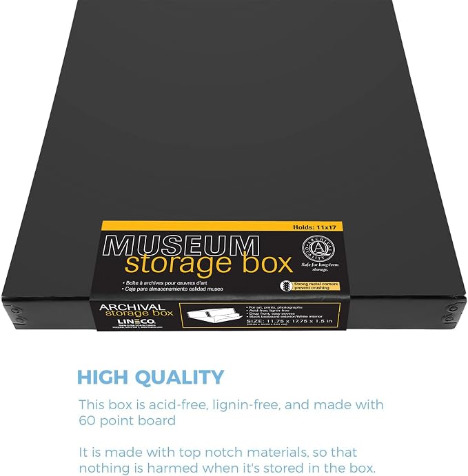 Lineco Museum Archival Storage Box, 11.75x17.75x1.5 in. Drop Front Design. - Image 5