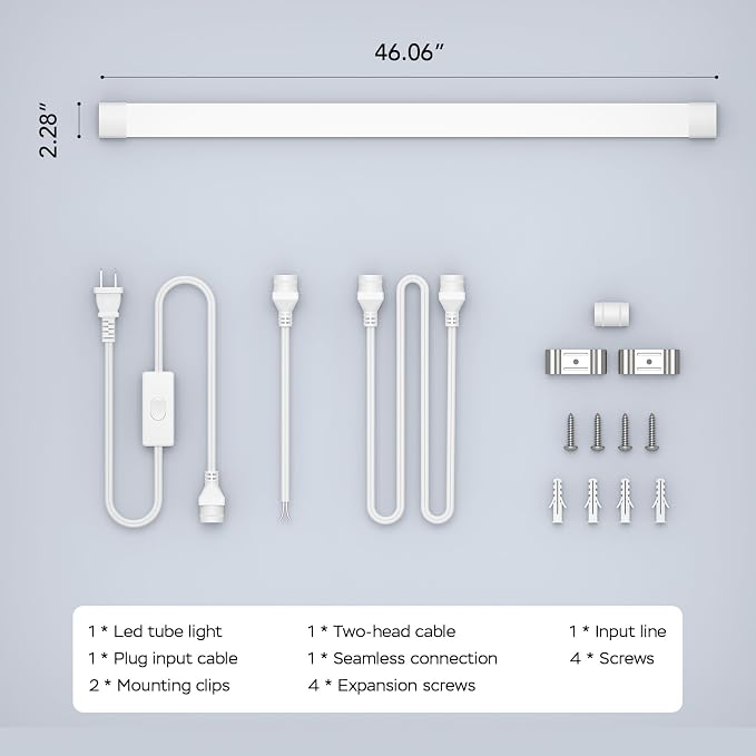 Modlicht Plug in Light Fixture, 4FT Linkable 5000K Plug-in Ceiling Lights - Image 7