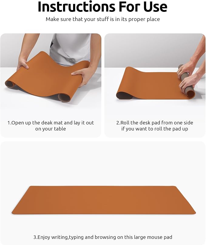 YSAGi Leather Desk Pad Protector, Office Desk Mat, Large Mouse Pad, Non-Slip PU - Image 9