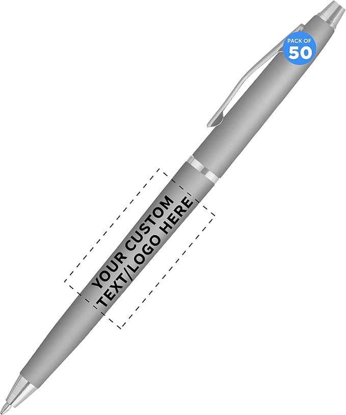 DISCOUNT PROMOS Custom Langham Ballpoint Pens Set of 50, Personalized Bulk Pack by DISCOUNTPROMOS