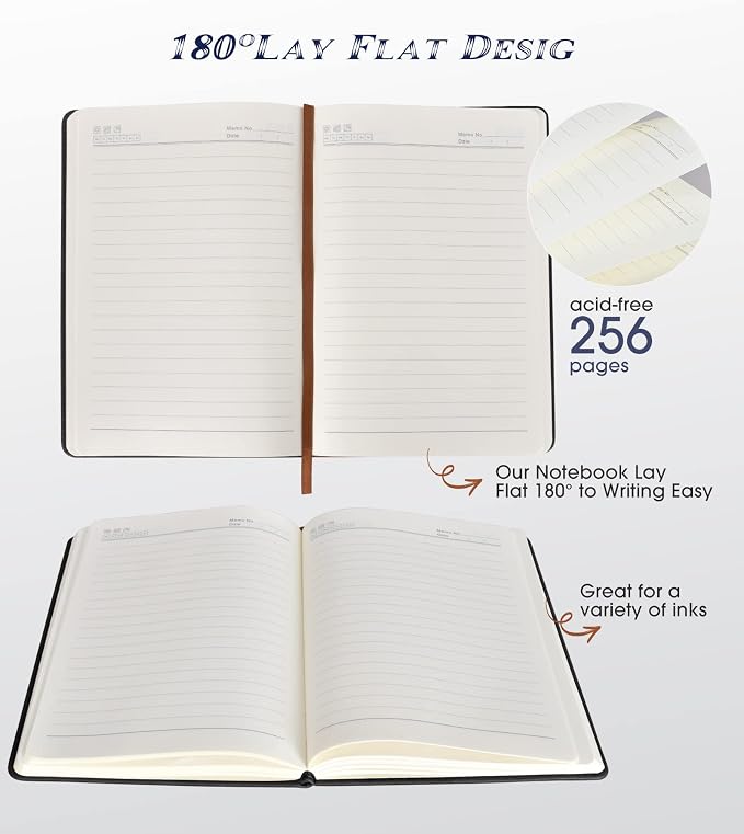 Biuwory Lined Journal Notebook for Women Men, 256 Pages A5 Hardcover Leather - Image 5