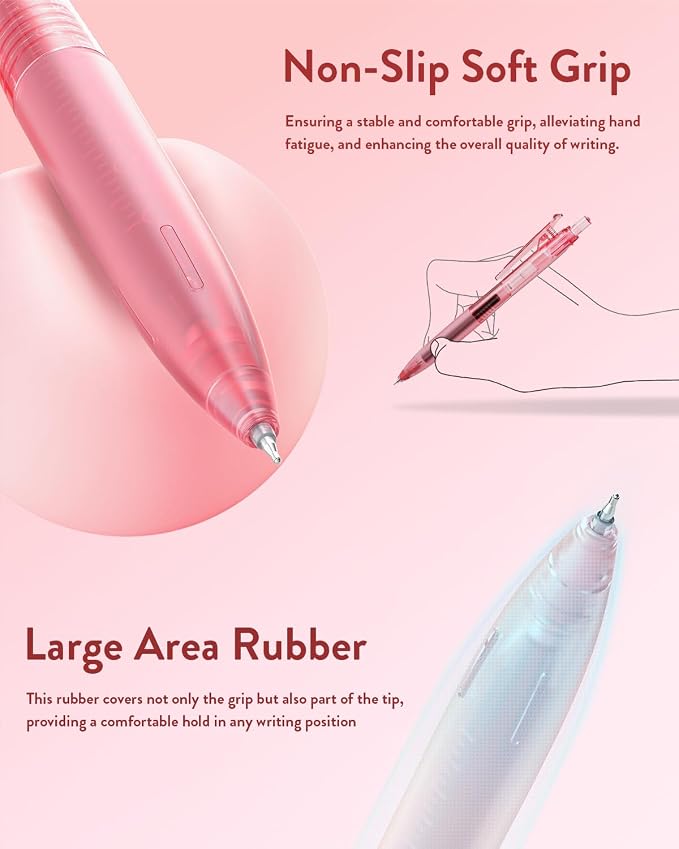 Four Candies 12Pack 0.5mm Quick Dry Retractable Gel Pen Set, Cute Transparent - Image 8