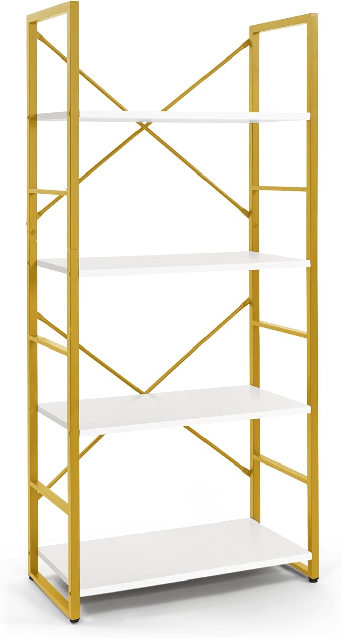 CAPHAUS 4 Tier Bookshelf, Bookcase Shelf Storage Organizer, Living Room - Image 8