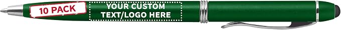 DISCOUNT PROMOS Custom Twist Action Plastic Stylus Pens, Personalized Bulk Pack by DISCOUNTPROMOS