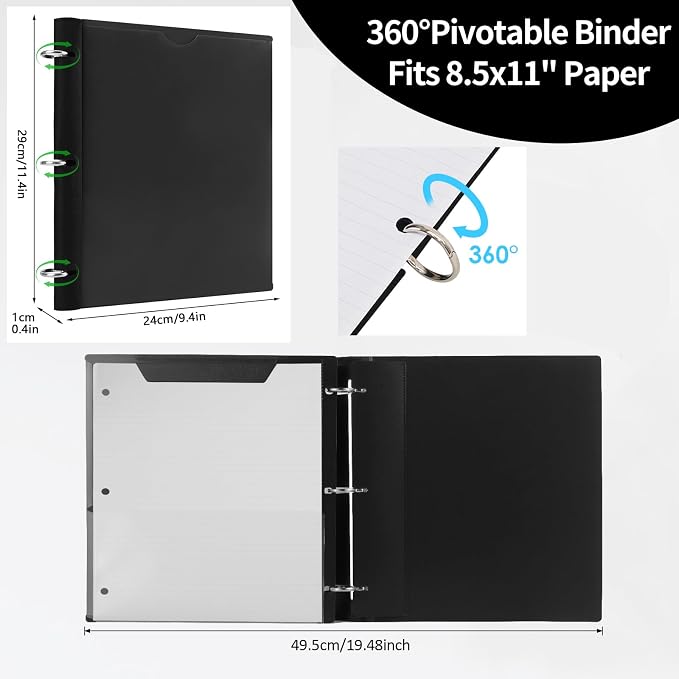 Tashkummy 360 Degree Pivotable Binder, Upgraded 3 Ring Binder 1 inch 4 Pack - Image 2
