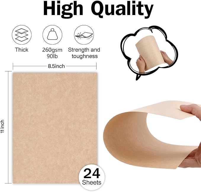 24 Sheets Parchment Cardstock 8.5 x 11 Textured Printer Paper, Goefun 90lb Tan - Image 2