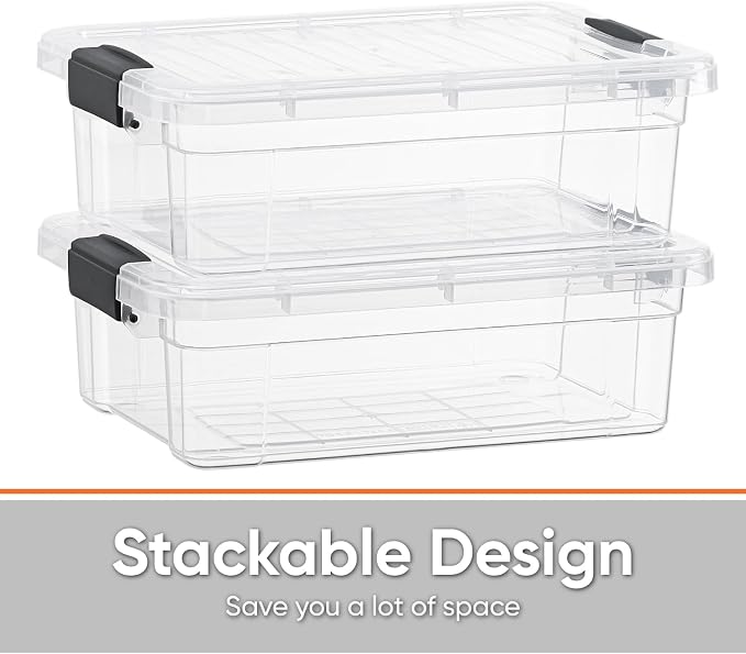 Superio Storage Bins with Lids- 2 Pack, 7.4 Qt Clear Boxes - Image 4