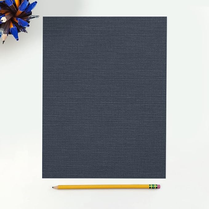 LUXPaper 8.5" x 11" Cardstock | Letter Size | Nautical Blue Linen | 100lb. - Image 3