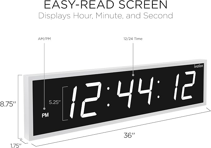 Ivation Oversized 36" Large Digital LED Clock | Big Digital Clock - Image 2