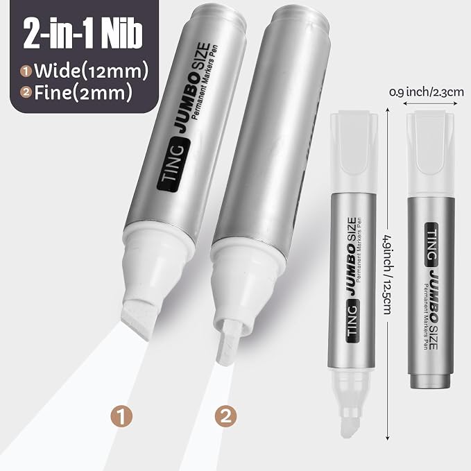 Fuutreo 10 Pack Jumbo Permanent Markers Bulk Large Chisel Tip Permanent Markers - Image 3