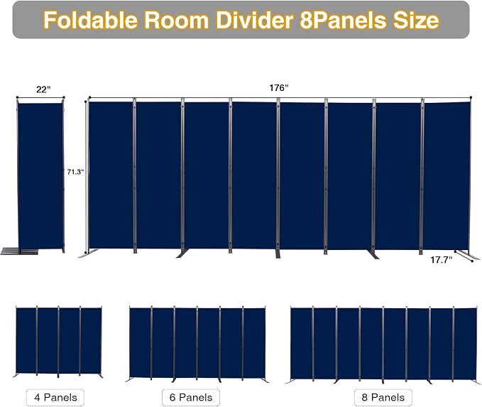 CHOSENM Room Divider, 8 Panel Folding Privacy Screens - Image 2