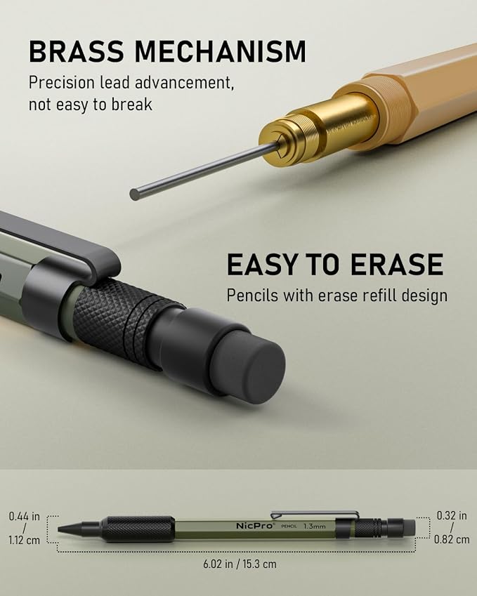 Nicpro 21PCS 1.3 mm Mechanical Pencil Set in Leather Bag - Image 4
