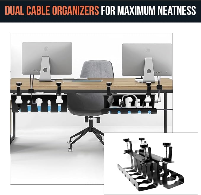 2Pcs 15.75 Inch Super Sturdy Gaming Cable Management Standing Desk wire - Image 5