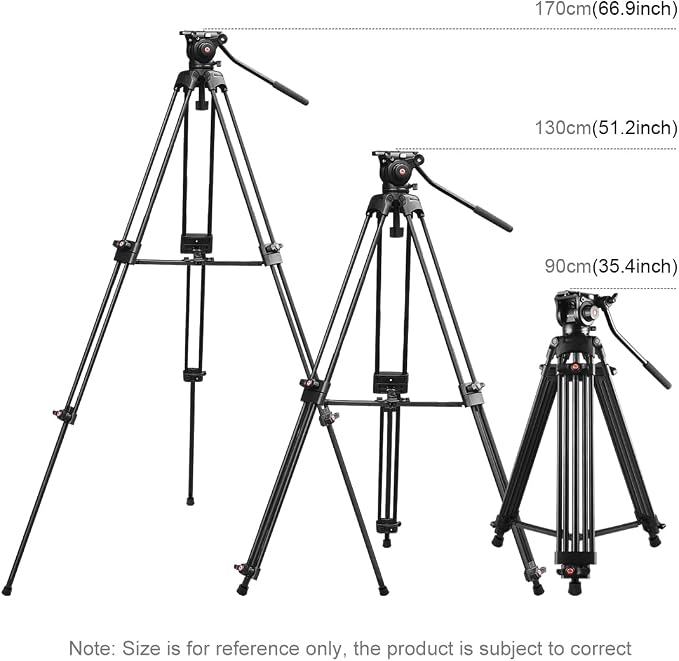 PULUZ 67"/170cm Video Tripod, Heavy Duty Aluminum Alloy Camera Tripod Stand - Image 2