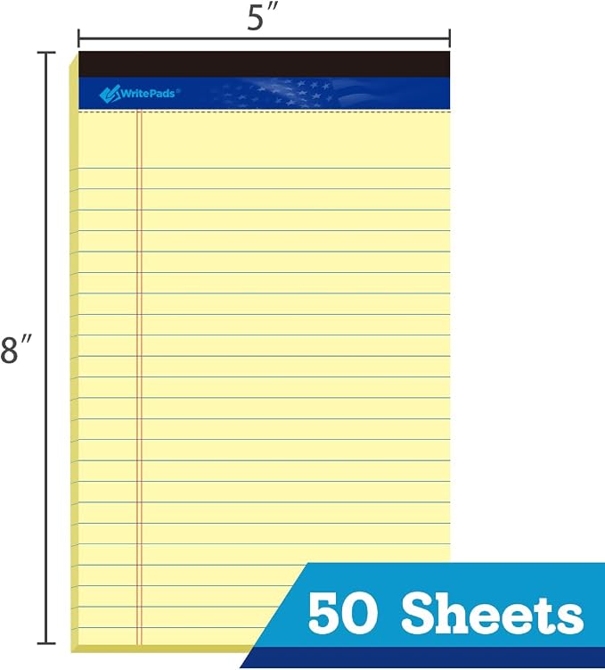WritePads Legal note pads 5"x8" Legal Pads, College Ruled, Canary Paper - Image 3